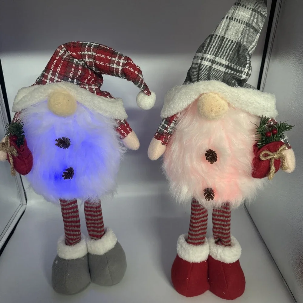 Lot of‎ 2 Lighted Standing Christmas Gnome Large 17